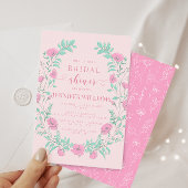 Rosa aquamarin grünes Blumenkranz Brautparty Einladung