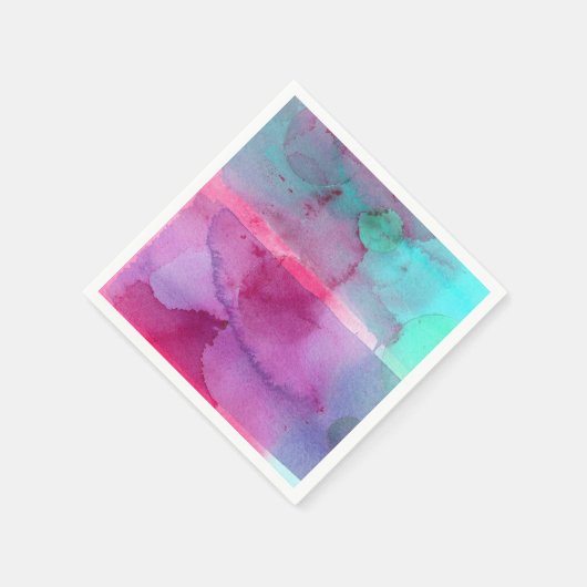 Rosa Aquamarin Lila Ombre Wasserfarbe Serviette (Ecke)