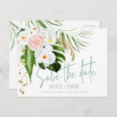 Rosa, aquamarin + orchid, tropisch, blumenreich Sa Ankündigungspostkarte (Vorne/Hinten)