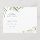 Rosa, aquamarin + orchid, tropisch, blumenreich Sa Ankündigungspostkarte (Rückseite)