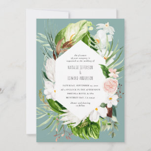Rosa, aquamarin + orchid tropische Blumen Hochzeit Save The Date