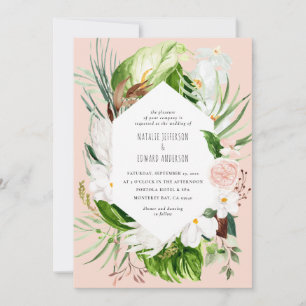 Rosa, aquamarin + orchid tropische Blumen Hochzeit Save The Date