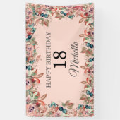 Rosa Aquamarine Aquarellblume 18. Geburtstagsbanne Banner (Vertikal)