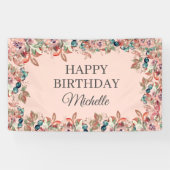 Rosa Aquamarine Aquarellfarben Blumenfröhlichkeit Banner (Horizontal)