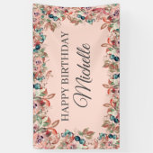 Rosa Aquamarine Aquarellfarben Blütenglücklich Geb Banner (Vertikal)