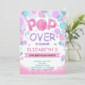 Rosa Aquamarine Blasen zum Geburtstag Einladung (Stehend Vorderseite)