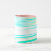 Rosa Aquamarine Blue Wave Monogramm-Initialen Abst Tasse (Zentrum)