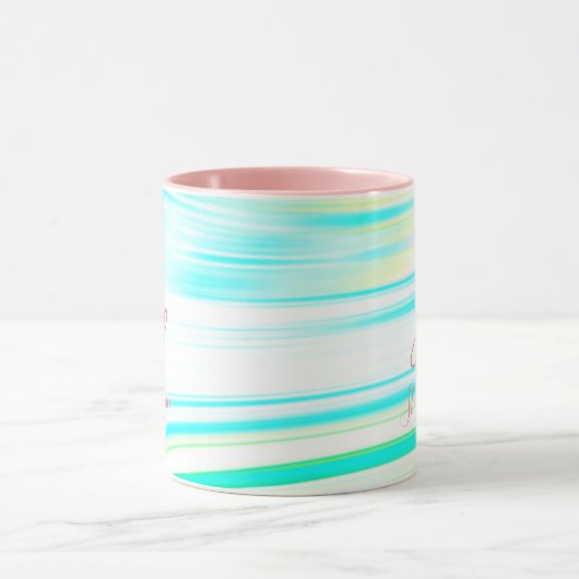 Rosa Aquamarine Blue Wave Monogramm-Initialen Abst Tasse (Zentrum)