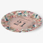 Rosa Aquamarine Blüte 21. Geburtstag Pappteller (Schrägansicht)