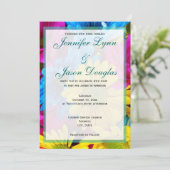 Rosa Aquamarine Gerber Daisy Blume Hochzeit Einlad Einladung (Stehend Vorderseite)