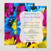 Rosa Aquamarine Gerber Daisy Blume Hochzeit Einlad Einladung (Vorne/Hinten)