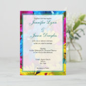 Rosa Aquamarine Gerber Daisy Blume Hochzeitseinlad Einladung (Stehend Vorderseite)