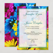 Rosa Aquamarine Gerber Daisy Blume Hochzeitseinlad Einladung (Vorne/Hinten)