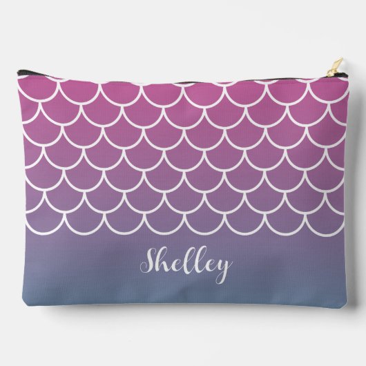 Rosa Aquamarine Gradient Meerjungfrau Zubehörtasche (Rückseite)