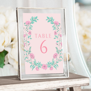 Rosa aquamarine grüne Blumenkirche Einladung