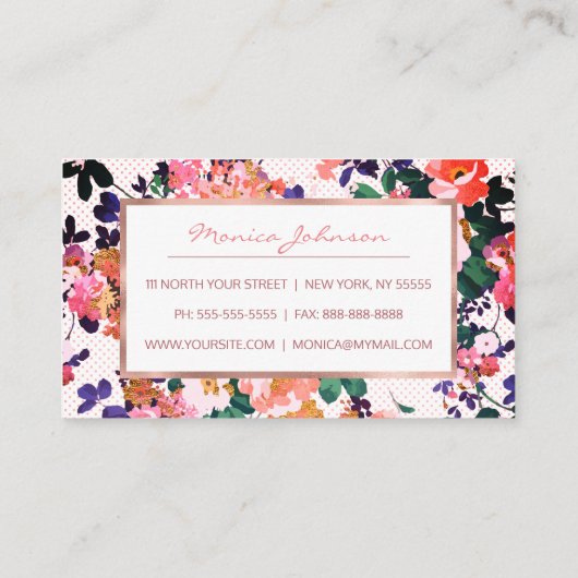 Rosa aquamarine, lila Korallengold-Polka-Punkte Bl Treuekarte (Rückseite)