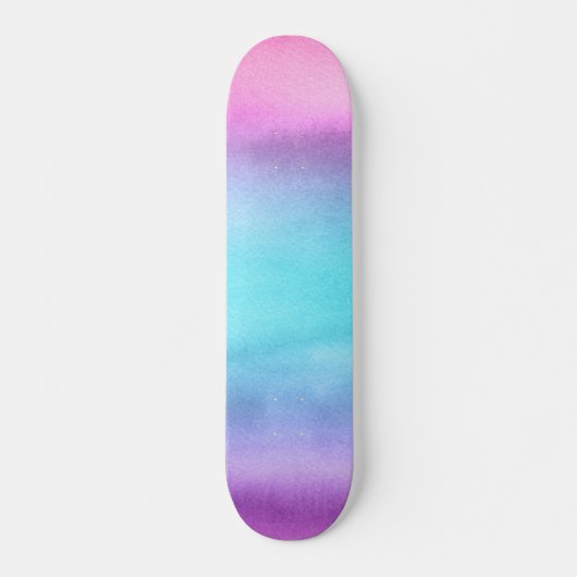 Rosa Aquamarine Lila Wasserfarbe Skateboard (Vorne)