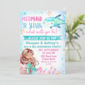 Rosa Aquamarine Meerjungfrau und Hai Einladung zum (Stehend Vorderseite)