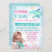 Rosa Aquamarine Meerjungfrau und Hai Einladung zum (Vorne/Hinten)