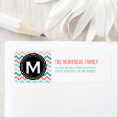 Rosa Aquamarine Monogram Zickzack Muster-Adresszei (Insitu)