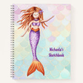 Rosa Aquamarine Skalen Mermaid Sketchbook Notizblock (Vorderseite)