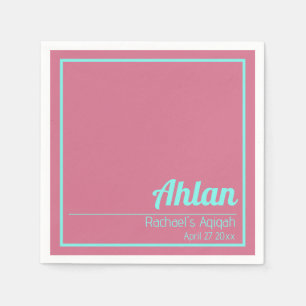 Rosa Aquamarine Solid Color Schlicht, Aqiqah Baby  Serviette