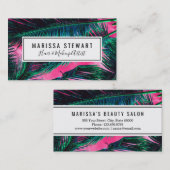 Rosa aquamarine tropische Sommer-Palme-Wedel Visitenkarte (Vorne/Hinten)