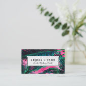 Rosa aquamarine tropische Sommer-Palme-Wedel Visitenkarte (Stehend Vorderseite)