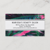 Rosa aquamarine tropische Sommer-Palme-Wedel Visitenkarte (Rückseite)