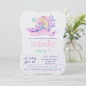 Rosa, Aquamarine und Lila Aquarellmaid Geburtstag Einladung (Stehend Vorderseite)