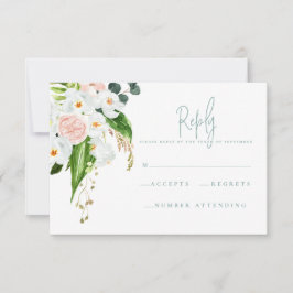 Rosa, aquamarine und orchide tropische Blüte R.S.V RSVP Karte