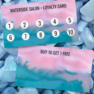Rosa Aquamarine Wasserfarbe Abstrakt 10  Treuekarte
