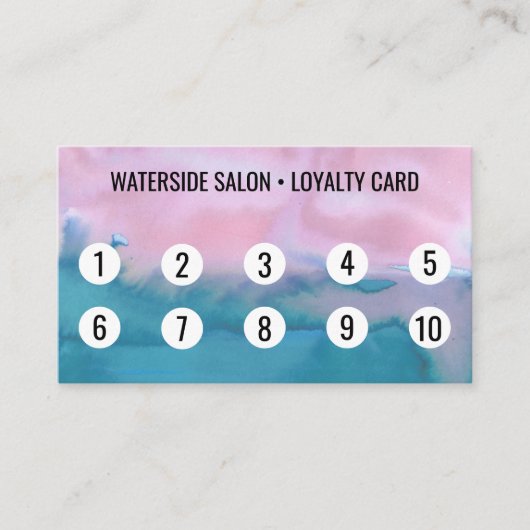 Rosa Aquamarine Wasserfarbe Abstrakt 10 Treuekarte (Vorderseite)