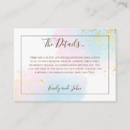 Rosa Aquamarine Wasserfarbe Gold Confetti Hochzeit Begleitkarte