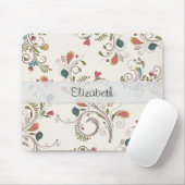 Rosa aquamariner gelber Blumen-Strudel genähtes Mousepad (Mit Mouse)