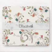 Rosa aquamariner gelber Blumen-Strudel genähtes Mousepad (Vorne)