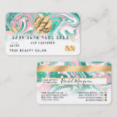 Rosa Aquamariner Glitzer - Marmorkreditkartenlogo Visitenkarte (Vorne/Hinten)