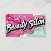 Rosa Aquamariner Glitzer Retro Pop Visitenkarte (Vorderseite)