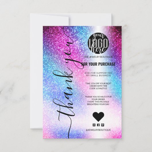 Rosa Aquamariner Nebel Galaxy Glitzer Ordnung Viel Dankeskarte (Vorderseite)