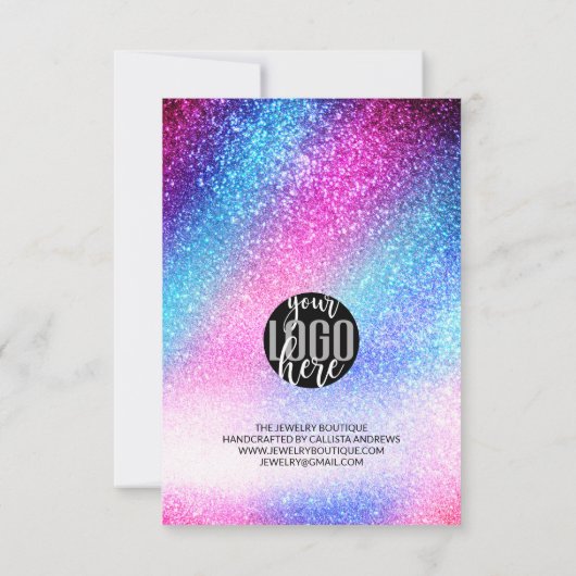 Rosa Aquamariner Nebel Galaxy Glitzer Ordnung Viel Dankeskarte (Rückseite)