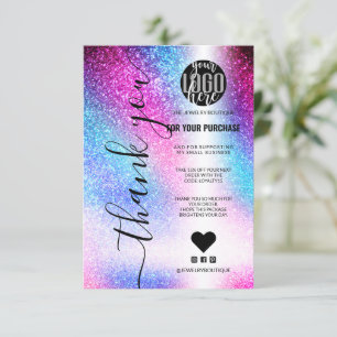 Rosa Aquamariner Nebel Galaxy Glitzer Ordnung Viel Dankeskarte