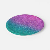 Rosa Aquamarines Aqua Blue & Lila Funkelnd Glitzer Pappteller (Schrägansicht)