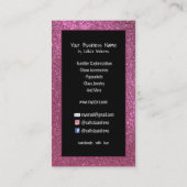 Rosa Aquamarines Blumenmuster-Glitzer Etsy Zuhause Visitenkarte (Rückseite)