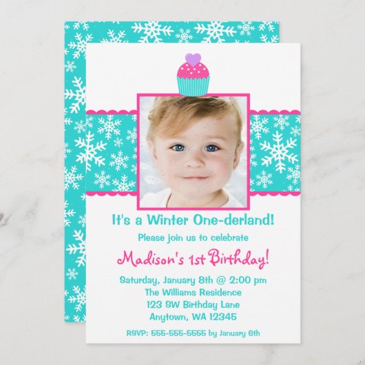 Rosa aquamarines einladung (Vorne/Hinten)