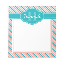 Rosa Aquamarines, feines Streifenmuster mit Monogr