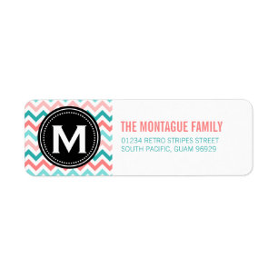 Rosa aquamarines Monogramm-Zickzack