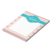 rosa Aquamarines Streifenmuster Monogramm Notizblock (Rotiert)