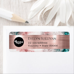 Rosa aquamarines Wasserfarblogoschild: Rücksendead