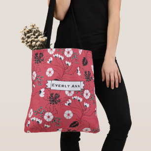 Rosa Aquamarines weißes Blumenmuster Tasche