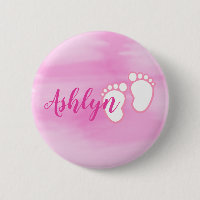 Rosa Aquarell-Abdruck-kleiner Baby-Fuß-Name
